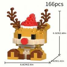 Christmas Santa Claus, Christmas Tree, Train, Snowman Micro Particle Building Blocks Christmas Gift, Creative Gift, Reindeer Assembly Building Blocks - Educational ABS Toy Gift Box, Best Holiday Gift - Multicolor - View 24