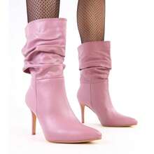 Purple Heeled Ankle Boots With Ruched Upper Sairabi - Purple - View 2