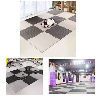 Tapete para Gimnasio, Tapete para, Pesas o Ejercicios en Casa, Soft Fitness, suelo protector para equipos de gimnasio y cojn para entrenamientos. 6 Piezas de 60x 60, 2.16m espesor de 12mm.