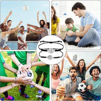 Abalorios de Deportiva, 25 pulseras inspiradoras Voleibol ajustables, Pulseras con Abalorio de Pelota Deportiva para adolescentes y adultos