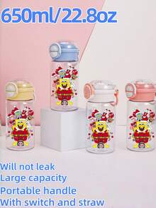 SPONGEBOB 1 pièce Tasse à eau de fête SPONGEBOB de Noël 650 ml/22,8 oz Bleu Rose Blanc avec interrupteur, paille et poignée portable Ne fuit pas beaucoup Accueil Glace Cadeau d'anniversaire Cadeau d'Halloween Cadeau de Thanksgiving Cadeau de Noël (Certaines pièces peuvent être aléatoires)