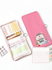 1pc Portable Pill Case, Compact Pill Box, Patterned Pill Organizer Bag, Convenient For Travel, Suitable For Daily/Outdoor/Travel Medication, Health Essential