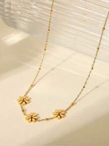 قلادة نسائية من الفولاذ المقاوم للصدأ بتصميم زهري - مجوهرات بوهيمية عتيقة متعددة الطبقات، 3 قلادات زهرية ذهبية، تصميم سلسلة رقيق، مناسبة للارتداء اليومي والحفلات، هدية عيد الميلاد، للاستخدام طوال العام، إكسسوار متعدد الاستخدامات، أناقة بوهيمية أنيقة