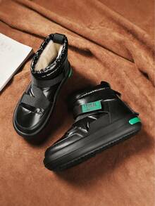 Botas de nieve impermeables con suela gruesa y cálida para hombres, en color negro y verde, con forro térmico y antideslizante, para invierno