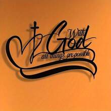 With God All Things Are Possible Metal Art - Scripture Metal Wall Art With Bible Verses, Christian Inspirational Word Decor For Home, Office & Church- Black Religious Hanging Sign For Living Room