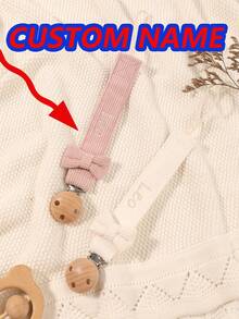 2pcs Personalized Embroidery Name Baby Pacifier Clip Cute Polka Dot Print Customized Patterns For Boys And Girls, Custom Baby Pacifier Clip Universal Soothing Clip, Suitable For Halloween, Baptism, Thanksgiving, Christmas Gifts Baby Shower Family Decorations Gifts ,Travel Organizer - 彩色 - 查看 5