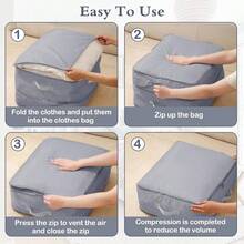 2 Piezas Organizador Autocomprimible Ultra Comprimible, Bolsas De Organizador Para Edredones, Bolsa De Almacenamiento Plegable Que Ahorra Espacio, Para Edredones, Mantas, Ropa De Cama, Ropa - Gris - Ver 9
