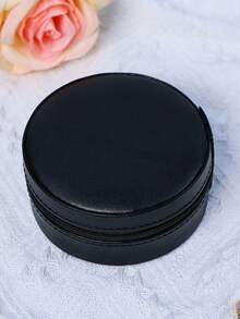 1/5 صندوق تخزين مجوهرات محمول متعدد الألوان - صندوق دائري فسيح مع سحاب، لتخزين الأقراط والقلائد والأساور والخواتم - تصميم بسيط كلاسيكي عالي الجودة للعرض، صندوق مجوهرات دائري صغير للسفر، صندوق مجوهرات مزود بسحاب، صندوق تخزين دائري للمجوهرات مع غطاء، حاوية تخزين الأقراط والأقراط، منظم محمول للطاولة والمكتب والغرفة والخزانة