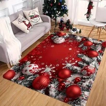 Christmas Theme Rug - Snowy Holiday Design, Washable & Stain Resistant, Soft Flannel With Non-Slip Memory Foam Backing, Suitable For Living Room, Bedroom, Entryway, Ideal For Christmas, Winter, Autumn Kitchen Rug Bathroom Decor - Multicolor - View 4