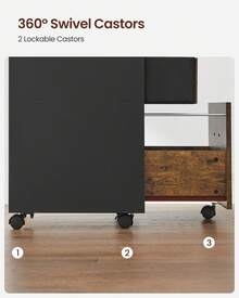 Rolling Cabinet Filing Cabinet Office Cabinet with 3 Drawers, 2 of which Made of Fabric, 1 Drawer Made of Chipboard with Wheels for Office, Study, Bedroom, Vintage Brown/Black - Vintage Braun-Schwarz - Übersicht 4