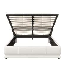 YCZ Letto imbottito 140 x 200 cm, letto contenitore idraulico, pratico giroletto con contenitore e rete a doghe, letto per ragazzi a LED, letto contenitore, letto matrimoniale, PU, ​​140 x 190 cm (bianco)