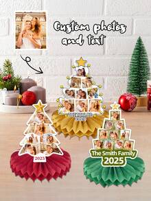 Adornos de Panal Personalizados - Decoración de Soporte de Árbol con Foto Personalizada, Adornos Navideños Reutilizables en Rojo/Verde/Dorado, Perfectos para Mesas Navideñas, Repisas, Reuniones, Acentos Festivos de Pared, Regalos Navideños Sinceros para Familia y Amigos, Ideales para el Hogar, Fiestas - Multicolor - Ver 6