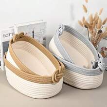 A Hand-Woven Storage Basket In Japanese Style, A Cord-Woven Desktop Storage Box, Suitable For Storing And Organizing Toys, Snacks And Small Items