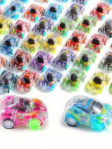 10/20/30 piezas Pequeños coches de juguete de inercia transparentes de doble capa para niños, con forma de avión y vehículo de ingeniería - Multicolor - Ver 13