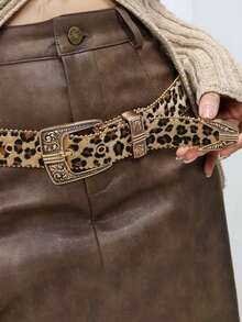 1 peça cinto largo estilo boêmio casual punk com estampa de leopardo marrom, vintage,, acessório de moda para saias, jeans, calças casuais, adequado para o dia a dia, streetwear, encontros, festas, outono/inverno