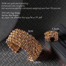 Set de 2 piezas de pulsera y anillo de cadena de cuentas tejida a mano con múltiples filas, cuentas de cobre, elástico, versátil, regalo para mujer