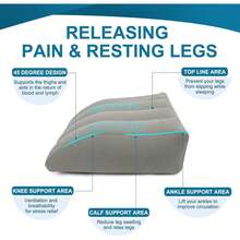 ZYODUOB Almohada para Piernas, Almohada Inflable, Almohada cuña portátil, Mejora la circulación y Reduce la hinchazón, para Dormir, recuperación, Embarazadas (Gris) - Negro - Ver 2