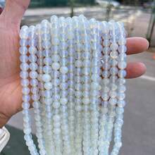 Hạt đá tròn tự nhiên 15 inch 4/6/8/10/12mm, bao gồm ngọc bích/mã não/ngọc lam/pha lê, thích hợp để làm đồ trang sức tự làm, vòng tay, vòng cổ, chữa bệnh luân xa - Nhiều màu - Xem 39