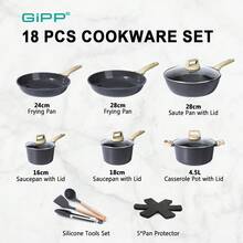 Your All-Round Cooking Partner! GIPP Versatile Non-Stick Cookware Set, Compatible With All Stovetops, Meets All Your Western & Chinese Cooking Needs! (Grey) - Dark Grey - View 14