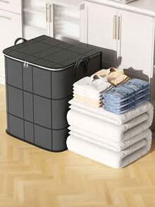 Túi đựng quần áo gấp gọn có tay cầm, dung tích lớn, thoáng khí, hộp đựng quần áo có tay cầm và khóa kéo, túi đựng đồ di động chắc chắn, có thể đựng chăn, ga trải giường, giúp tiết kiệm không gian trong tủ quần áo, phù hợp cho phòng ngủ, nhà ở, ký túc xá, cũng có thể dùng làm giỏ đựng quần áo bẩn và giỏ đựng quần áo sạch. - màu đen - Xem 5