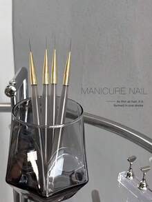 5/3pcs Professional Manicure & Eyeliner Brush Set, 25mm 24mm 13mm 10mm 7mm Fine Line Nail Brushes For Gel Polish & Precise Drawing