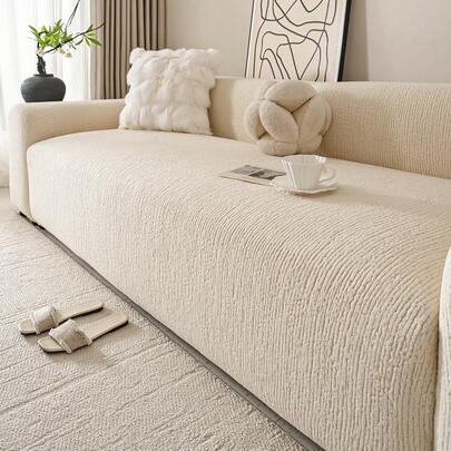 1 pieza Funda universal para sofá en beige, funda elástica y multifuncional de cobertura total con funda de almohada a juego, lavable a máquina, adecuada para dormitorio, sala de estar, muebles de oficina, cubierta antipolvo, opción ideal de decoración del hogar para otoño/invierno
