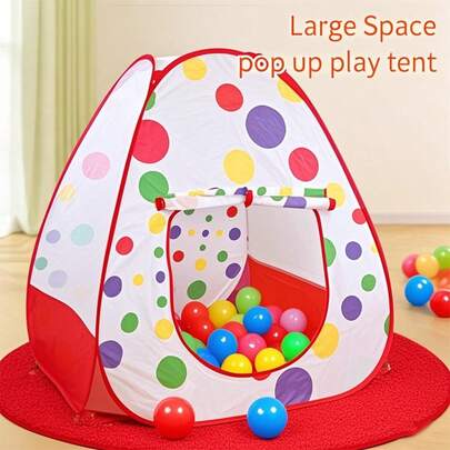 红色波尔卡圆点游戏屋帐篷，适合男孩和女孩室内和室外，儿童角色扮演游戏屋，室内和室外游戏屋，富有想象力的角色扮演游戏时间，最佳生日和节日礼物