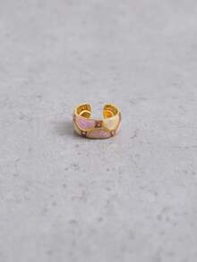 1pc Bohemian, Romantic Stainless Steel 18K Gold Plated Half Circle Drop Oil Ring, Suitable For Women's Daily Wear, Thanksgiving, Christmas, New Year Gifts, All-Year Accessory, Retro Decorative Art Ring