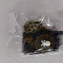 1pc Vintage Pirate Steampunk Gear Lace Skull Mechanical Finger Ring & Bracelet Set For Women