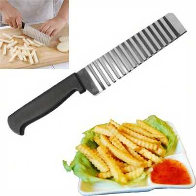 1Pc Kitchen Stainless Steel Potato French Fry Cutter Tool Wave Knife Fruits Vegetable Slicer Potato Spiral Cutter