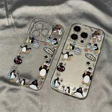 Un patrón de pingüino lindo con personalidad suave y adorable, funda de teléfono transparente, cuerpo completo de TPU, compatible con  17/17 Air/17 Pro/17 Pro Max/  16/16 Pro/16 Pro/Max/16 Plus/15/15 Pro Max/15 Pro/15 Plus/14/14 Pro/14 Plus/14 Pro Max/13/113 Pro/13 Pro Max/12/12 Pro/12 Pro Max/111111 Pro/11 Pro Max. Funda de teléfono Apple a prueba de golpes, mate, resistente a caídas, lente completamente envuelta, silicona, carcasa dura, soporte magnético, elegante y creativa. - Transparente 92-1 - Ver 3
