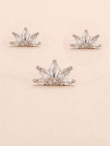 1pc/3pcs Lotus Shaped Ear Cartilage Piercing Zirconia Spiral Earrings, Fashion Ear Cuff For Women - Lotus Shape - View 8