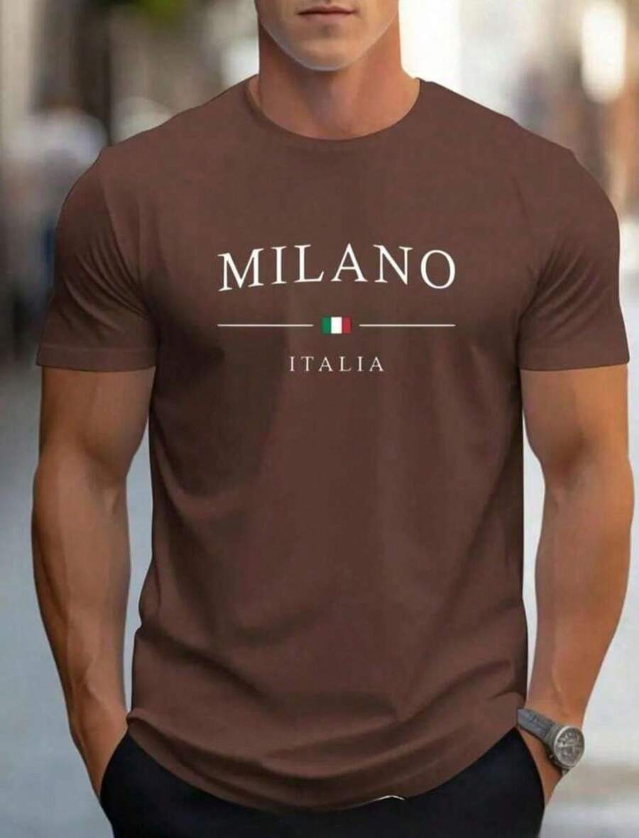 Milano Men's T-Shirt - 鏽棕色 - 查看 1