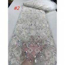 Tela de encaje de malla de red con cuentas africanas 2025 de alta calidad con bordado de lentejuelas, material de encaje de tul francés para vestidos de fiesta de boda nigeriana