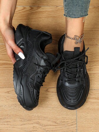 Zapatos casuales deportivos de moda retro y transpirables para mujeres, zapatillas deportivas de plataforma gruesa, duraderos y ligeros, zapatos negros adecuados como regalo de Navidad, para uso diario y vacaciones (para pies anchos, se sugiere pedir una talla talla grande grande)