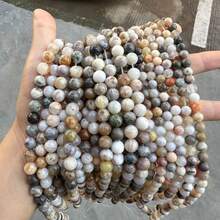 Hạt đá tròn tự nhiên 15 inch 4/6/8/10/12mm, bao gồm ngọc bích/mã não/ngọc lam/pha lê, thích hợp để làm đồ trang sức tự làm, vòng tay, vòng cổ, chữa bệnh luân xa - Nhiều màu - Xem 32