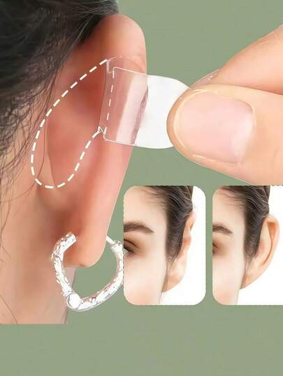 6/18/30/60/120pcs Invisible Ear Tapes, Low Allergy Support Tapes, Suitable For Roleplay And Face Contouring - Transparent Vertical Correcting Tapes, Unisex, Invisible Low Allergy Silicone Ear Tapes - Transparent Anti-Sagging Ear Tapes, Suitable For Roleplay, Cosplay And Parties, Odorless Support Tapes, Can Be Used For Face Contouring, Makeup, Cost-Effective, Room Decor, Vanity, Travel, Bedroom, Makeup Accessories