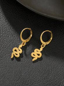 1 Par de Brincos Pingente de Animal em Aço Inoxidável - Borboleta, Libélula, Urso, Elefante, Espinha de Peixe, Cobra, Abelha, Macaco, Peixe - Adequado para Família, Amigos, Uso Diário, Presente