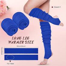 Long Leg Warmers Women 24 Inch Over Knee Knit Ribbed Leg Warmer Stirrup Yoga 80s Party Dance Ballet Supply - Sapphire - 查看 6
