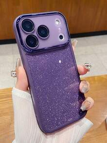 奢华闪光镜头贴膜全摄像头保护手机壳,适用于 17 Pro Max、17 Pro、17 Air、16、15、14、13、12 Pro Max、16 Plus、11,柔软硅胶防震边框保护套 - 紫色 - 查看 3