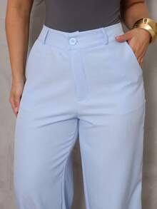 High-Waisted Tailored Wide-Leg Pants – Elegance And - 淺藍色 - 查看 2
