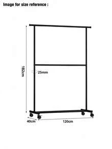 Un perchero sencillo con ruedas para moverlo fácilmente, perchero plegable de un solo poste para balcón, perchero para dormitorio de casa. - Negro [182x120] - Ver 9