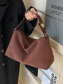 ‌Luxury Milk Chocolate Suede Hobo Bag - Buttery Soft, Cloud-Lightweight & Anti-Scratch, Your Essential Day-To-Night Companion For Work & Travel