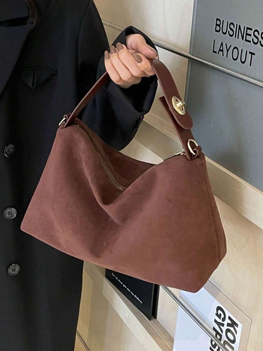 ‌Luxury Milk Chocolate Suede Hobo Bag - Buttery Soft, Cloud-Lightweight & Anti-Scratch, Your Essential Day-To-Night Companion For Work & Travel