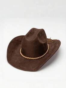 1 pezzo Cappello da cowboy in pelle con corda a forma di pasta fritta, popolare in Europa e America, alla moda e semplice, cappello jazz multifunzionale, adatto per uso quotidiano, feste di compleanno, Ognissanti, attività a tema western, festival musicali, feste, ecc. - Multicolore - Visualizzare 10