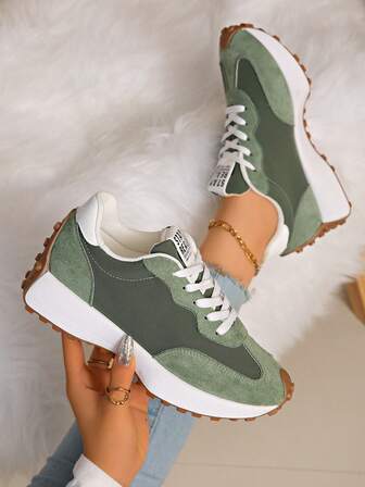 复古厚底运动鞋女式厚底跑步鞋，女鞋