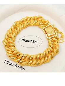 1pc 24K Gold Plated Copper Bangle, Elegant Women's Jewelry, Suitable For Daily Wear And Weddings, Ideal Gift For Ramadan, Versatile Accessory For All Seasons - Yellow Gold - View 3