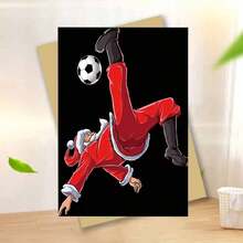 1pc "Soccer - Themed Santa Christmas" Greeting Card With Envelope - Vibrant Santa Playing Soccer Card For Christmas Occasions, Sending Sporty Holiday Greetings, Great For Buddies & Soccer Lovers, Christmas Celebration Present - Multicolor - View 14