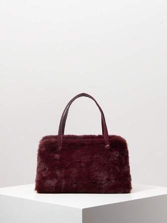 Random Pattern Fur Purse, Women's Work Bag, Business Casual, Prom Bag, Bridal Party, Elegant Women's Wallet, Christmas Bag, Gifts For Women, Suitable For Daily, Commuting, Office, Business, Party, Date, Outing, Autumn & Winter