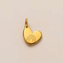 1pc Fashion Hot Selling Golden Heart Series Sacred Heart Rainbow Love Hundred Page Love Zirconia Heart Heart Lock Stainless Steel Pendant, Electroplated 18K Gold, DIY Jewelry Accessories, DIY Necklace Accessories, Bracelet Accessories, Keychain Accessories, Suitable For Daily Leisure Festivals As An Exquisite DIY Pendant To Wear.